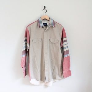 Vintage Red & Tan Denim Shirt, Size Large
